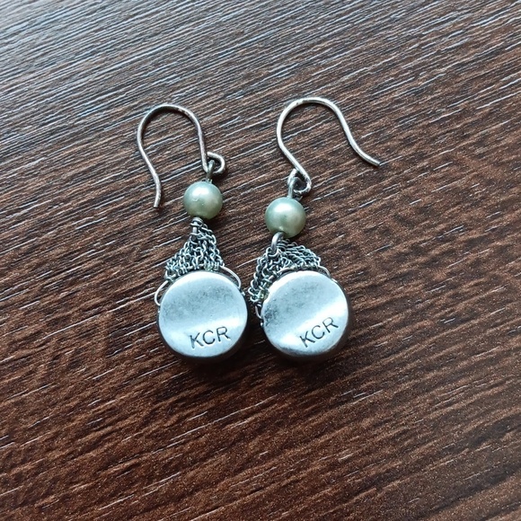 Kenneth Cole Reaction Seafoam Silver Tone Dangle Earrings - Picture 2 of 7